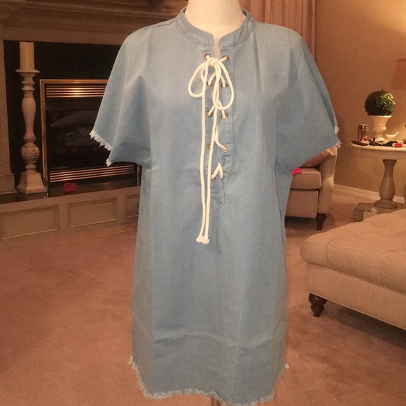 Light Denim Laced Dress - Picture 3 of 8